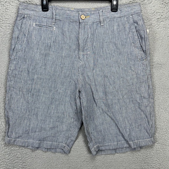 Tommy Bahama Relax Mens‎ 36 Linen Shorts Blue White Striped Casual Beach NEW